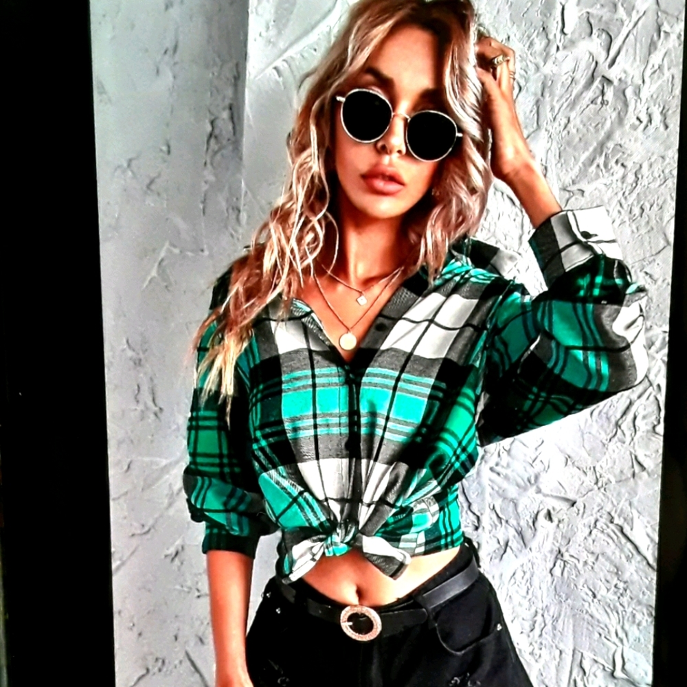 🔥Sale!Button front plaid shirt (1 left)